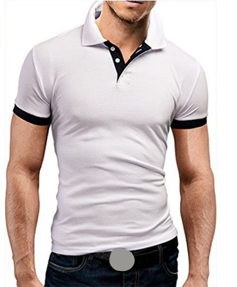 Men T-shirt Lapel Casual Short-sleeved Stitching Men T-shirt Pullover Top