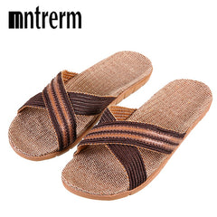 Men Flax Flip Flop Linen Non-Slip Designer Flat Sandals Slippers Slides