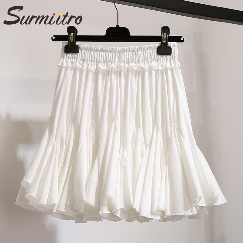 White Black Chiffon Summer Shorts Skirt Women