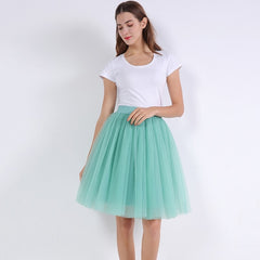 5 Layers 60cm Princess Midi Tulle Skirt Pleated