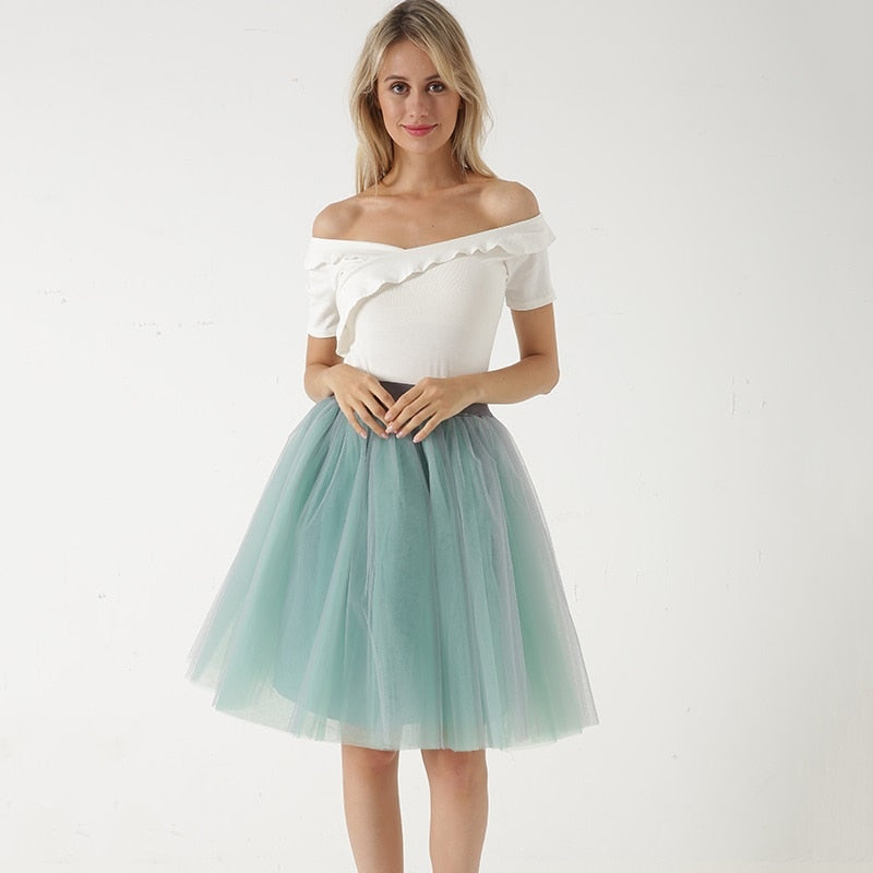 5 Layers 60cm Princess Midi Tulle Skirt Pleated