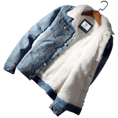 Warm Fleece Thick Denim Jacket Winter Jean Jacket Coat Outwear Cowboy