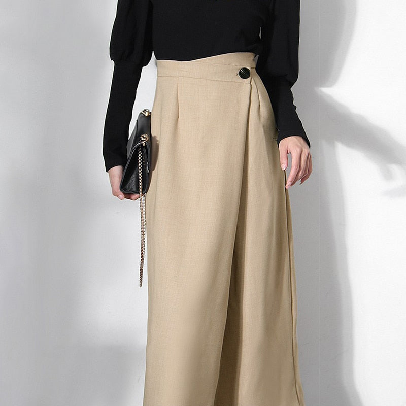 Casual Solid Irregular Skirt High Waist Loose Asymmetrical