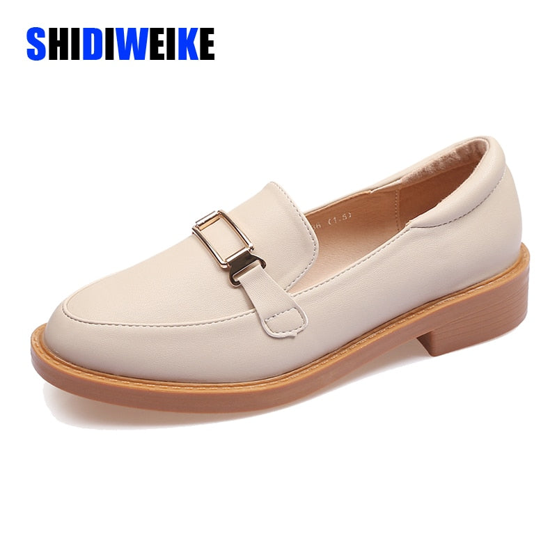 fashion women shoes retro loafer flat small leather shoes