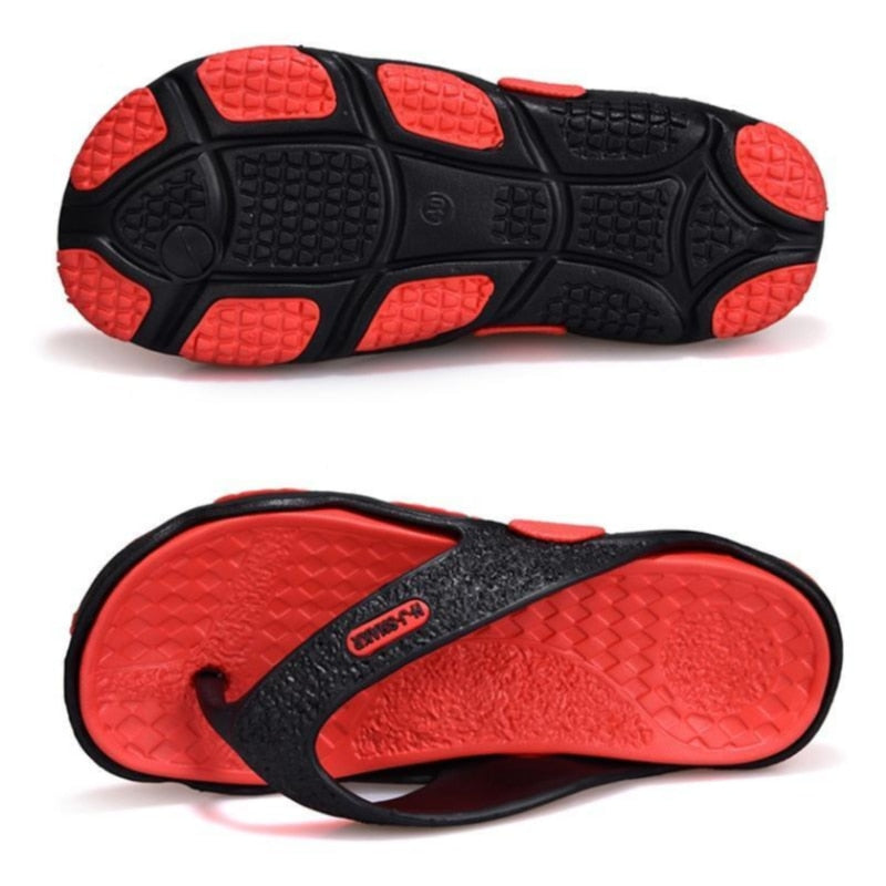 Men Slippers Breathable Non-Slip Beach Shoes Flat Sandals Massage Flip Flops