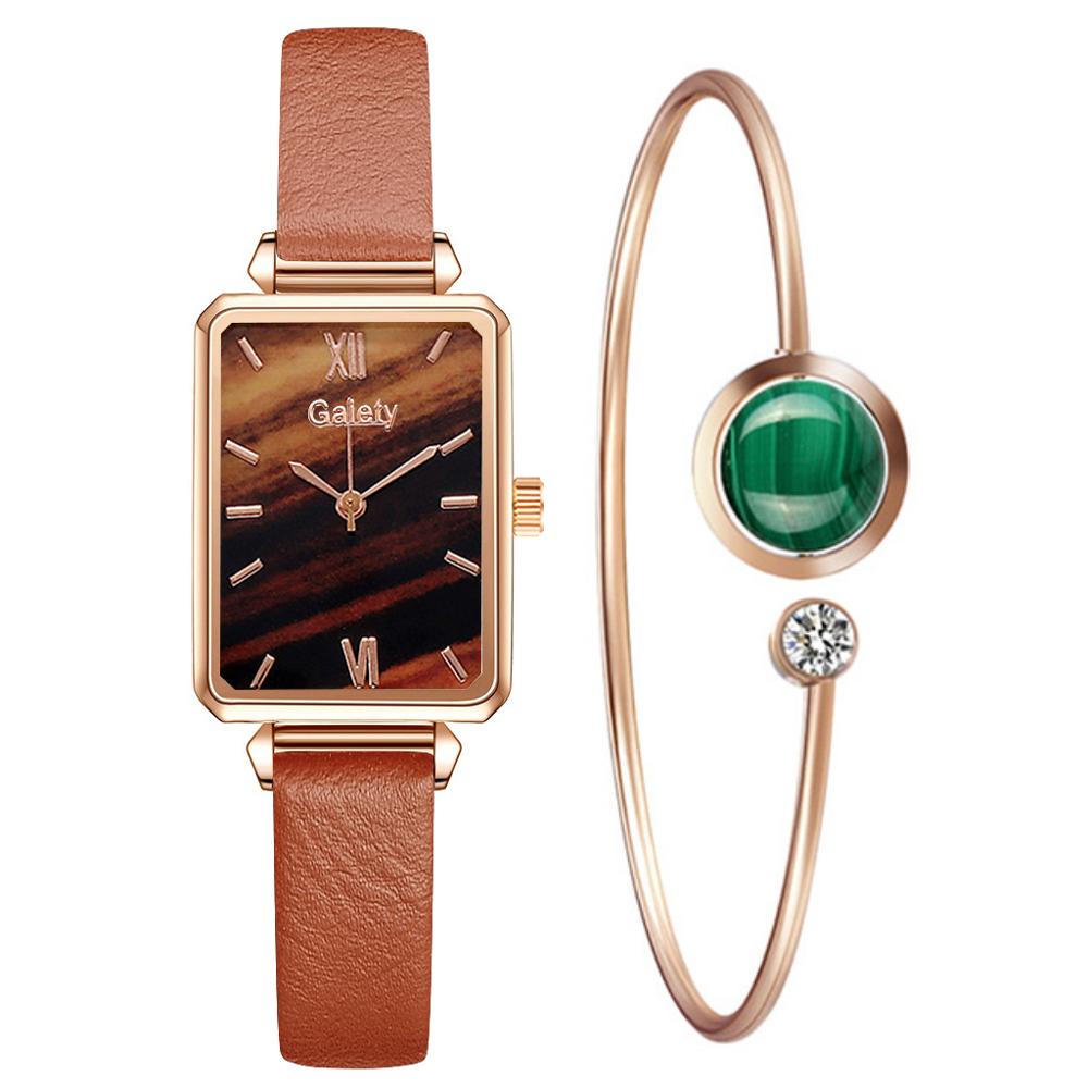 Women Watches Fashion Square Ladies Quartz Watch Bracelet Set