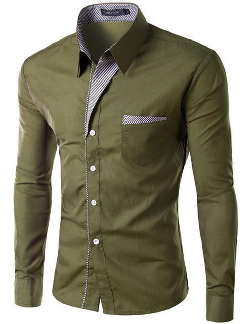 Long Sleeve Shirt Men Slim fit Design Formal Casual Dress Shirt