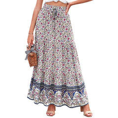 Bohemian Women's Printed Skirt National Style High Waist Slim Skirts