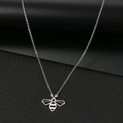 Stainless Steel Necklaces Cute Little Bee Insect Pendant Choker Chain