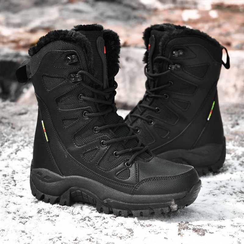 Warm Snow Boots Men Lace Up High Top Boots Waterproof Anti-Slip Ankle Boots