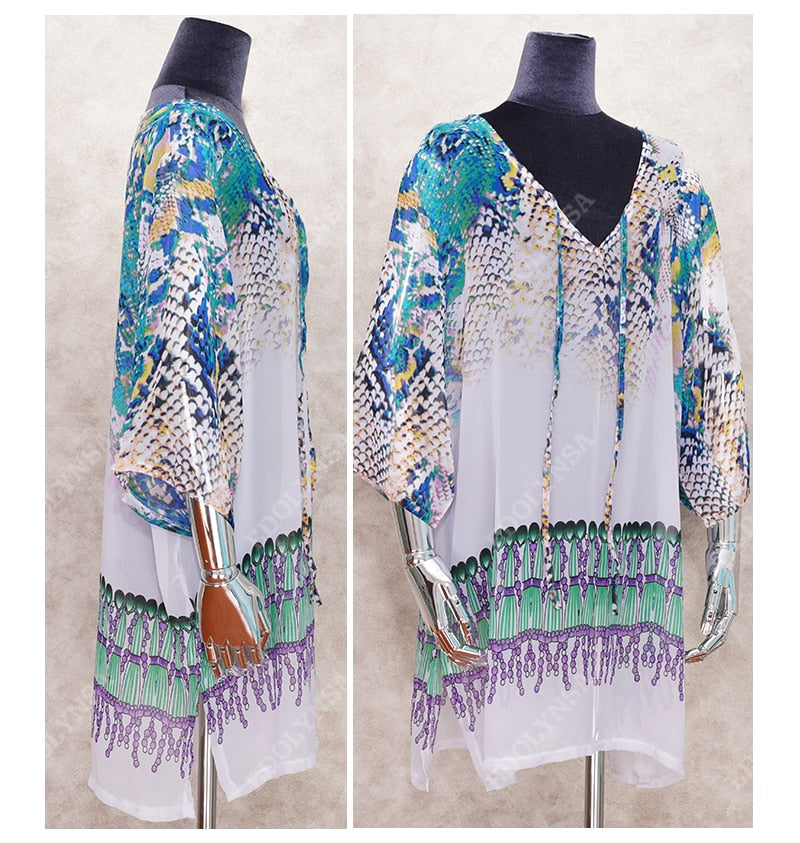 Beach Caftan Swimsuit Cover up Print Chiffon Pareo