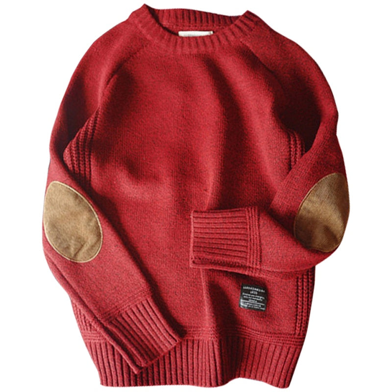 Men Pullover Sweater Casual Loose Thick O-Neck Wool Knitwear