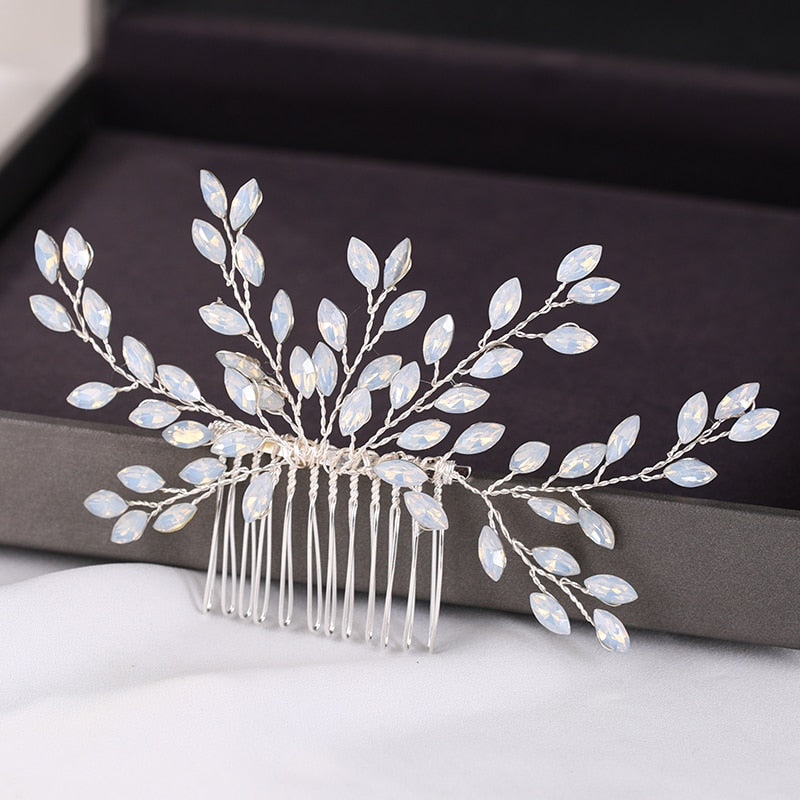 Silver Color Pearl Crystal Wedding Hair Combs Hair Accessories