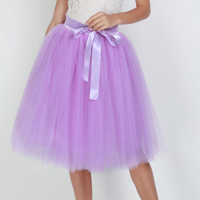 6Layers 65cm Fashion Tulle Skirt Pleated Tutu Skirts