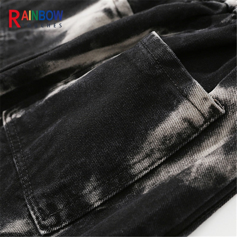 Pants Tie Dye Printing Hip Hop Loose Casual Cargo Straight Pant Men