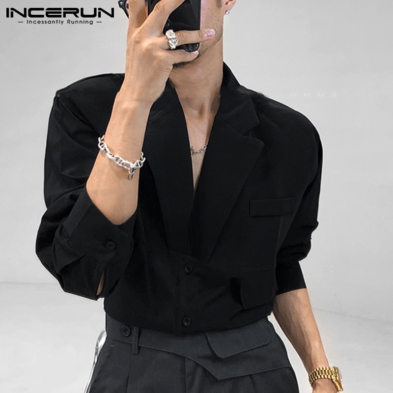 Men Casual Shirt Lapel Button Long Sleeve Tops Streetwear Loose Leisure