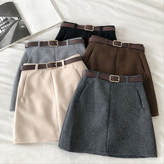 Mini A-Line Skirts Vintage Female Sashes High Waist Skirts