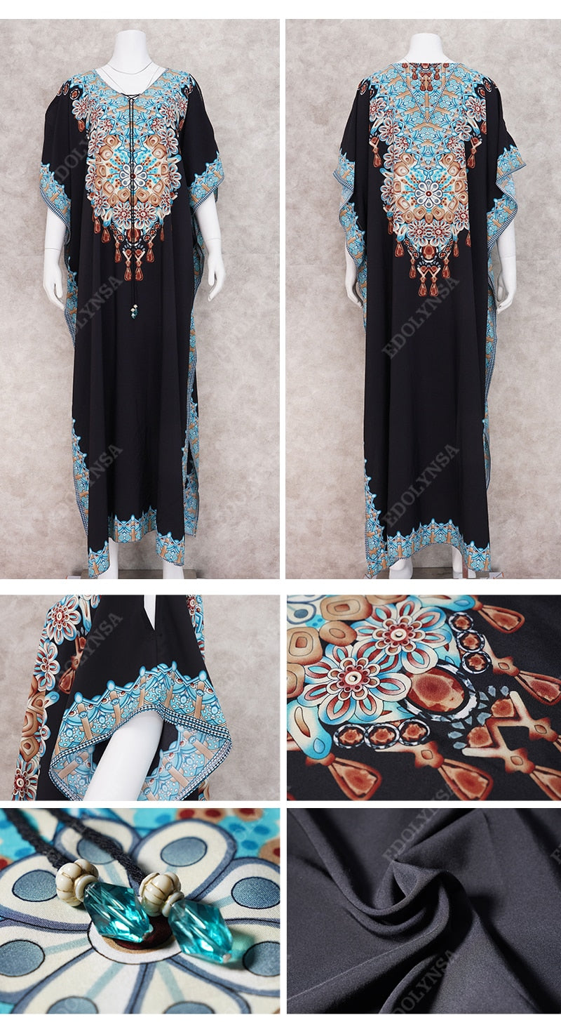 Moroccan Kaftan Bohemian Printed Summer Dress Long Tunic