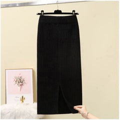 Knit Pencil Skirt Women High Waist Elastic Skirts