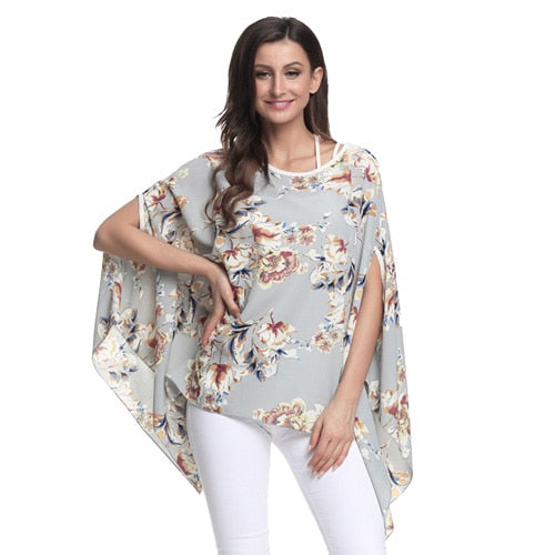 Women Blouses Chiffon Blouse Shirt Batwing Sleeve