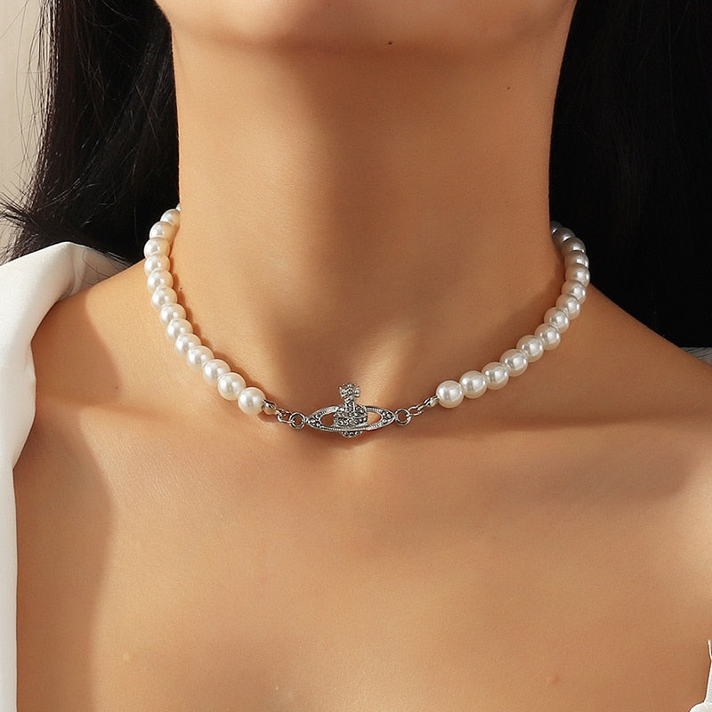 Pearl Choker Necklace  Clavicle Chain Fashion Necklace