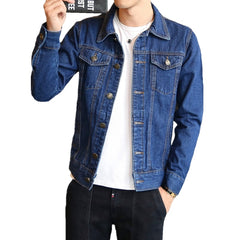 Mens Denim Jackets Slim Fit Jeans Jacket Outwear Coat Long Sleeve Hole