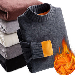 Super Warm Sweater Turtleneck Slim Soft Fleece Pullover Knitted Sweater Men