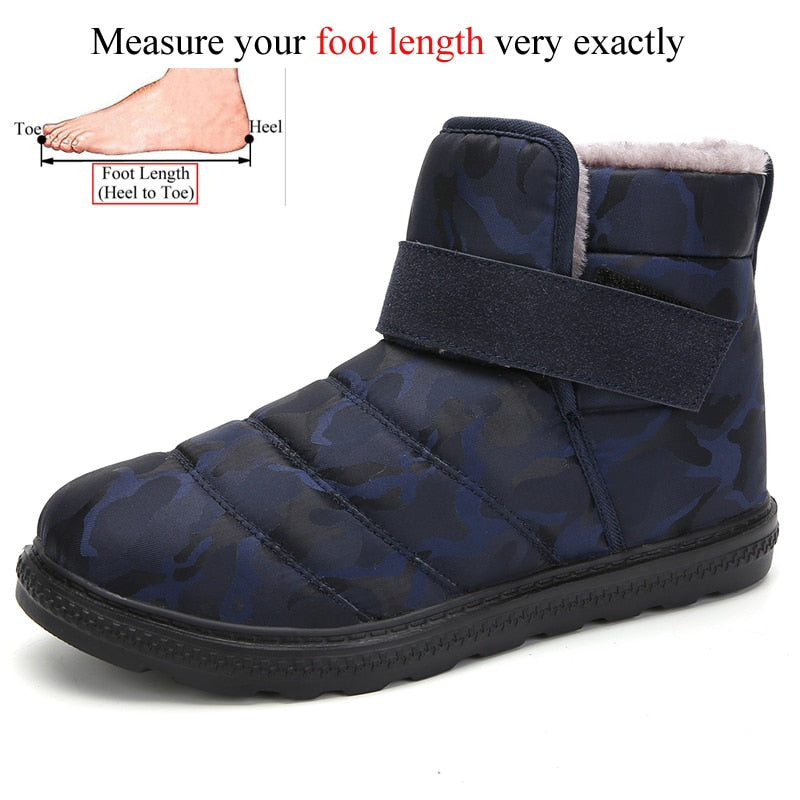 Winter Ankle Waterproof Lightweight Snow Boots Men Plush Warm Shoes