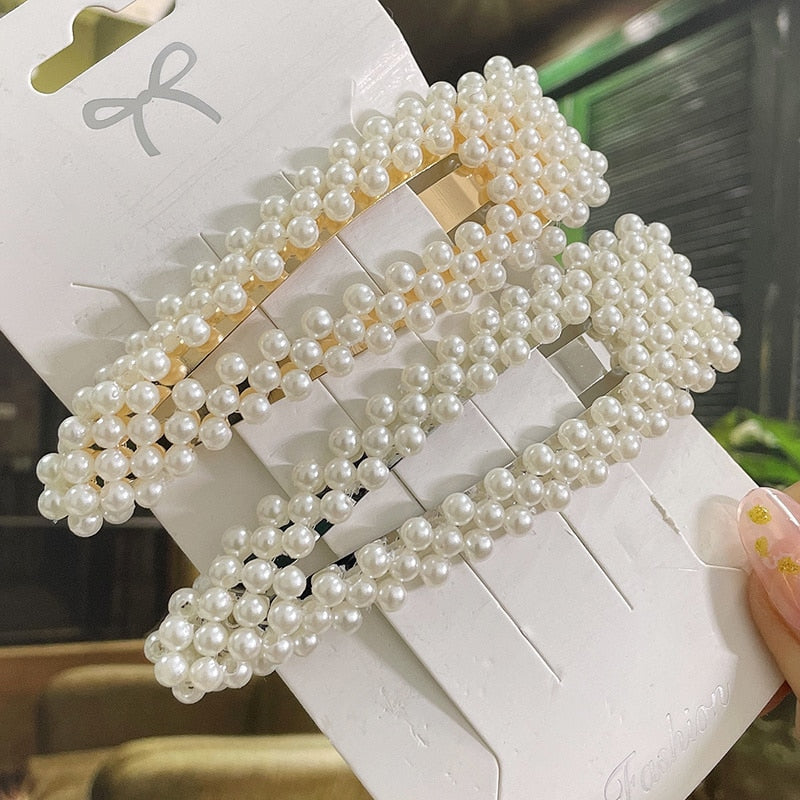 Simulated Pearl Hair Clips For Women