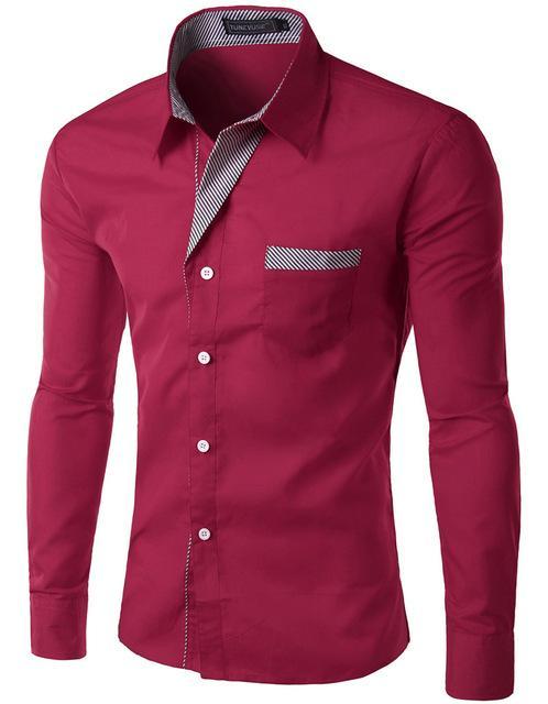 Long Sleeve Shirt Men Slim fit Design Formal Casual Dress Shirt