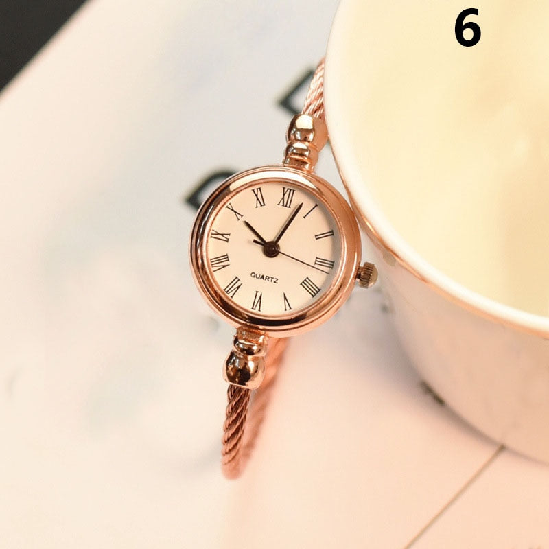 Small Gold Bangle Bracelet Watches Stainless Steel Retro Ladies Quartz