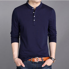 Men Long Sleeve T Shirts Half Stand Collar Pullovers Casual Tops Tide Slim Thin