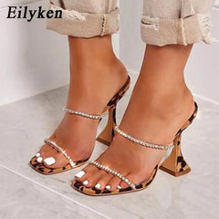 Fashion Rhinestone Chain Women Slippers Sandals