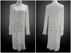 Beach Cover up Crochet White Swimwear Dress