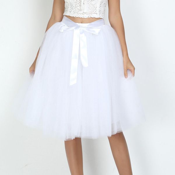 6Layers 65cm Fashion Tulle Skirt Pleated Tutu Skirts