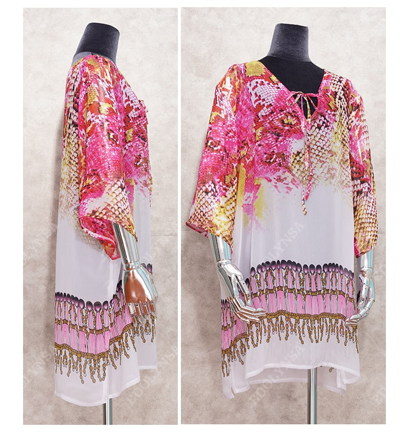 Beach Caftan Swimsuit Cover up Print Chiffon Pareo