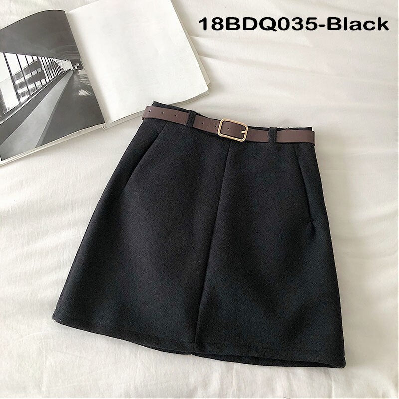 Mini A-Line Skirts Vintage Female Sashes High Waist Skirts