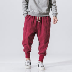 Pants Men Casual Joggers Pants Linen Sweatpants Ankle-length Trousers