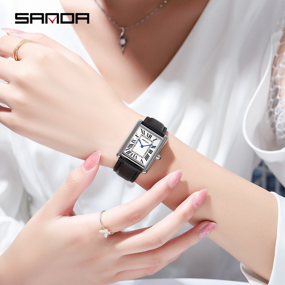 Sanda Rectangular Wrist Watches Ladies Band Quartz