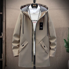 Mens Casual Long Jackets And Coats Hooded Hip Hop Windbreaker