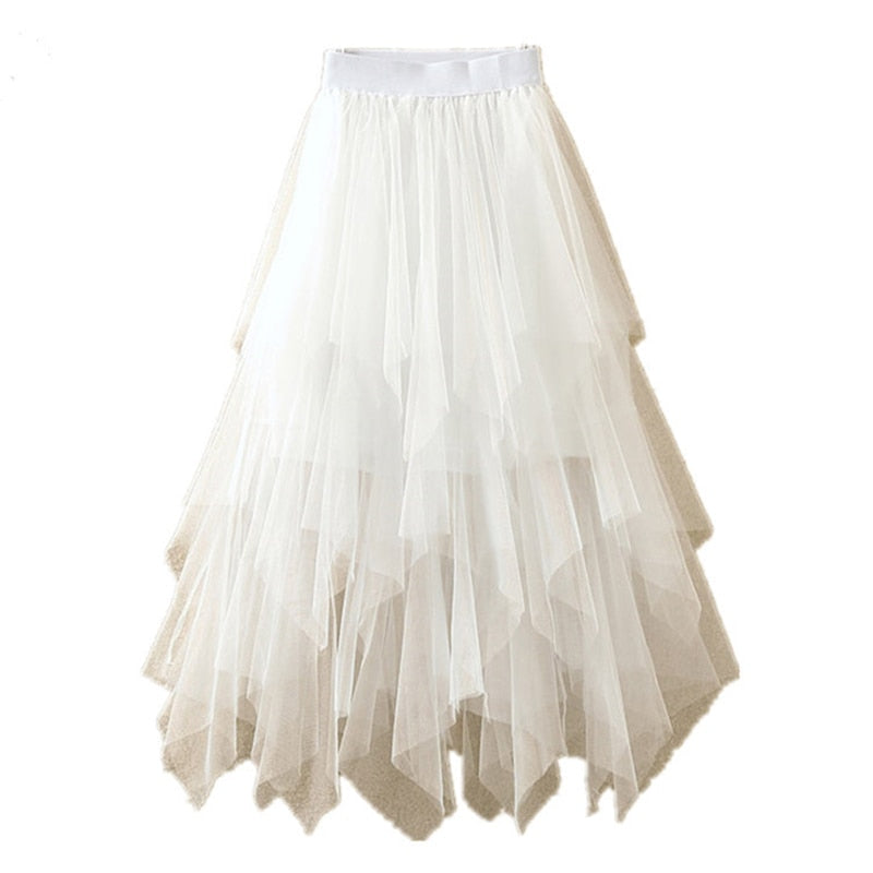 Tulle Skirts Womens Faldas Mujer Moda Fashion Elastic High Waist