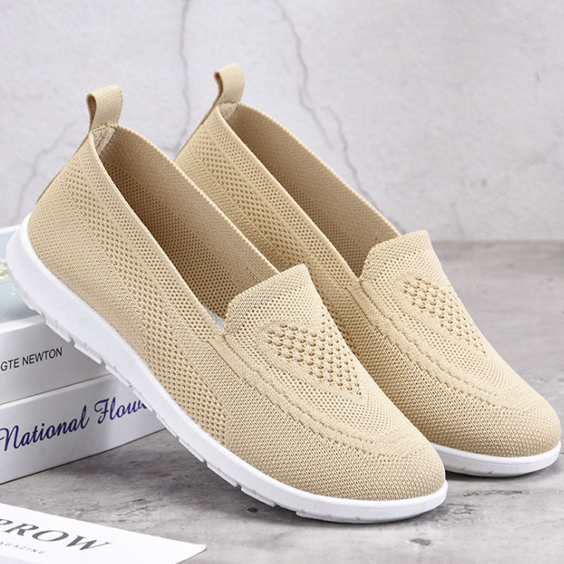 Autumn Women Loafers Flats Comfortable Knitted Cotton Slip-on