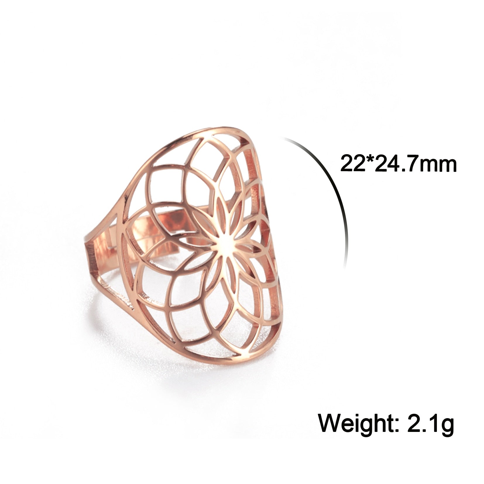 Geometric Flower of Life Ring Adjustable Stainless Steel Ring