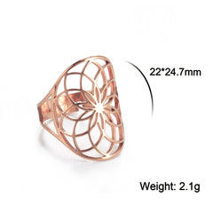 Geometric Flower of Life Ring Adjustable Stainless Steel Ring