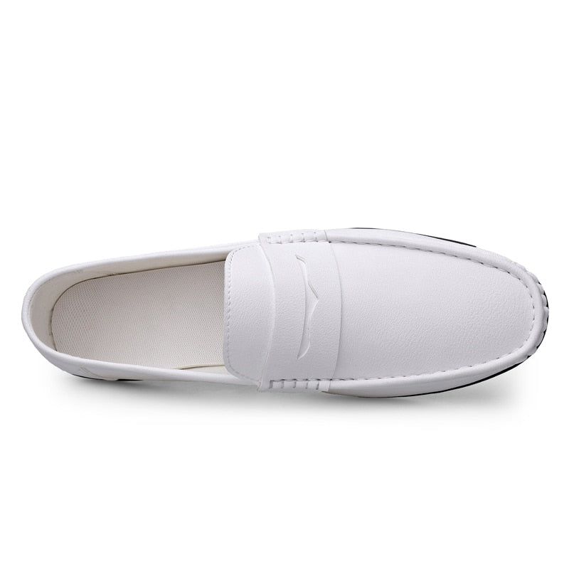 Casual Men Loafer Shoes White Black Slip-On Big Size