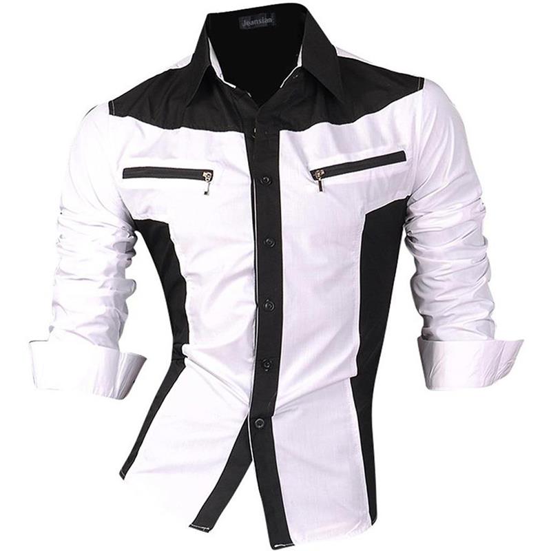 Men Casual Dress Shirts Fashion Stylish Long Sleeve