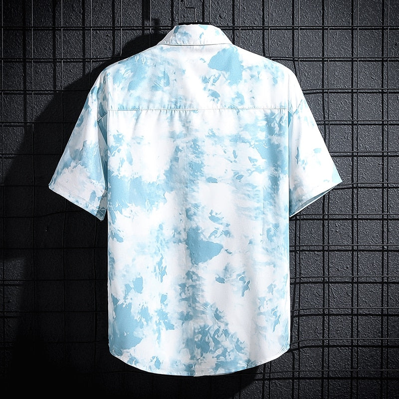 men short-sleeved printed shirt men casual beach thin tops