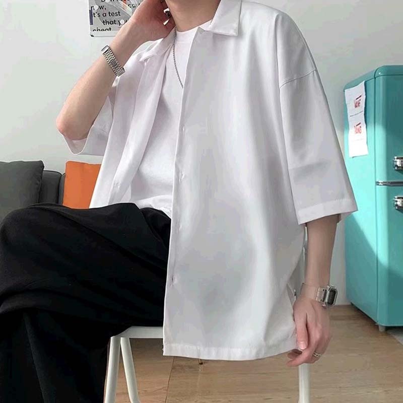 Half Sleeve Shirts Men Loose Simple Summer Draped