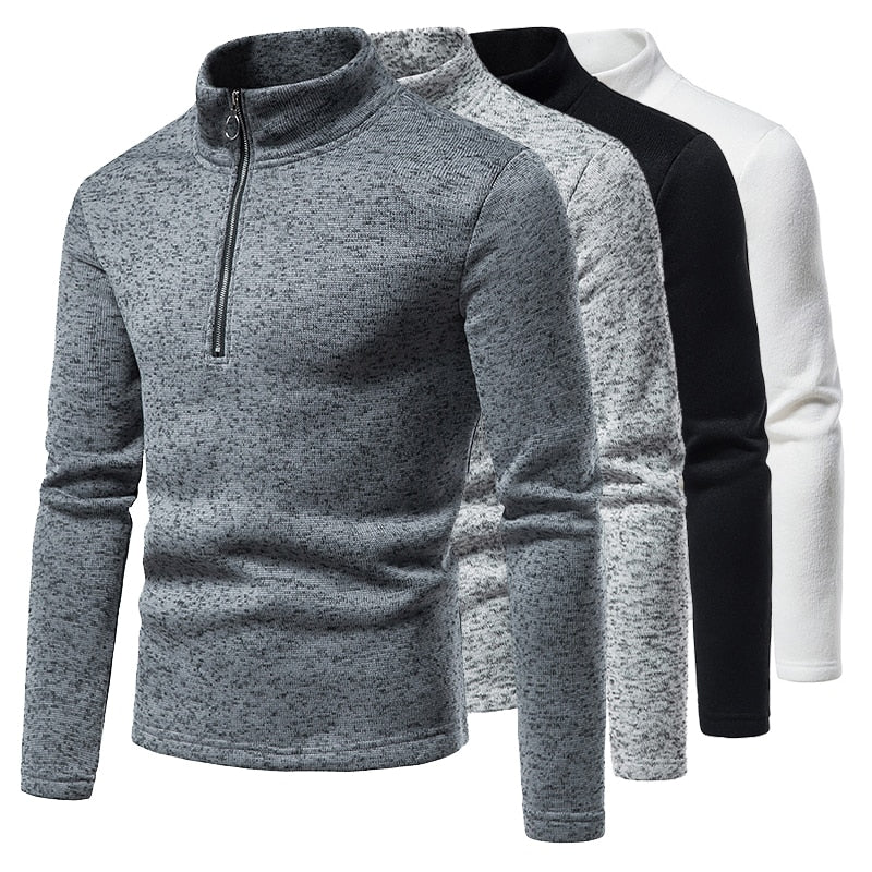 Warm Men Long-sleeved Sweater Stand-up Collar Zipper Sweater