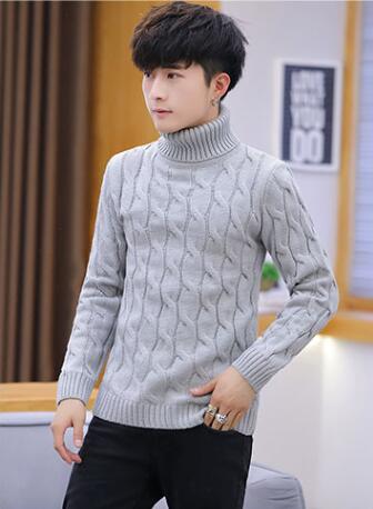 Turtleneck Men Sweater Coats Striped Pullover Turtleneck